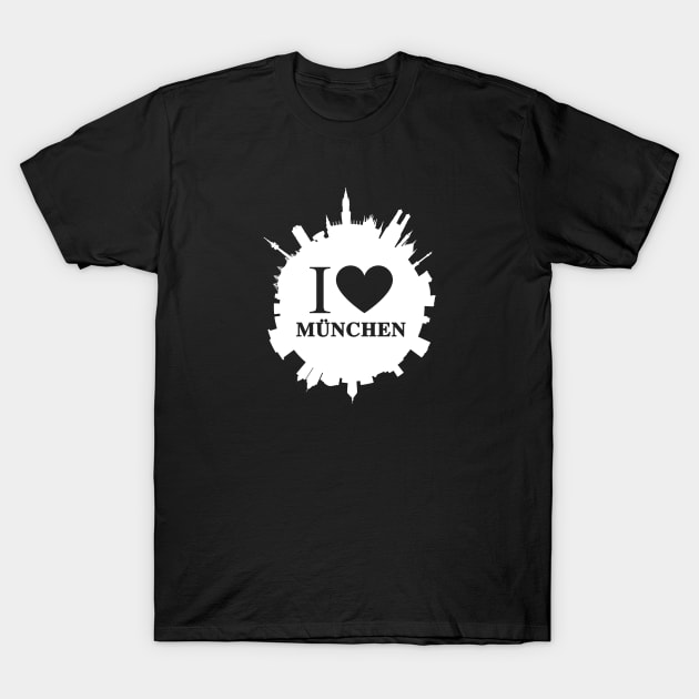 Munich I Love Muenchen Skyline T-Shirt by Bungee150